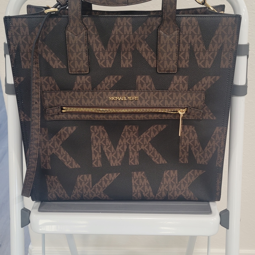 Michael Kors Black and Brown Signature Tote